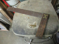 OLD VINTAGE SUPER LARGE BRASS INLAY STRAIGHT EDGE HAND TOOL $20.