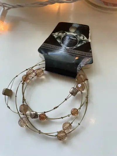 Multistrand Gold and Brown Bracelet, View more