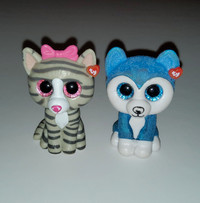 TY Beanie Boos Mini Boo 2" PVC Figures Kiki Cat & Skylar Husky