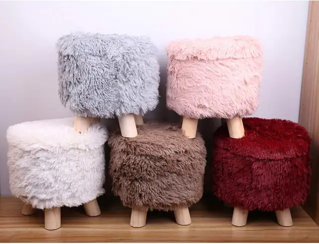Round Foot Stool with Wooden Legs – Pink, Black & White in Other in City of Toronto - Image 2