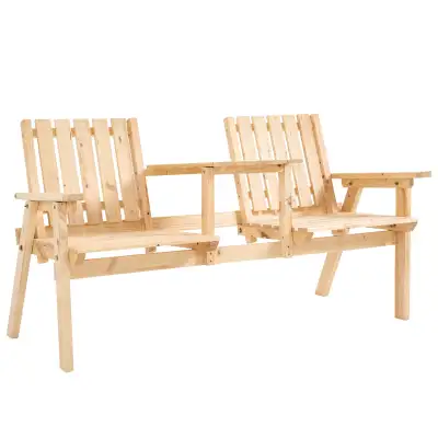Outsunny Wooden 2-Seat Garden Bench with Center Table, View more