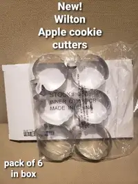 ⚡ CLEARANCE New! Wilton 6 piece set 3 inch tin apple cookie cutt