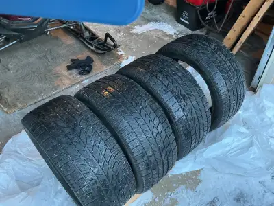 Decent shape with enough tread wear remaining for balance of this winter plus 2 more winters. Toyo r...