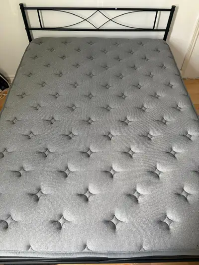 Metal Bed Frame + Mattress – Queen – Like new – $100, View more