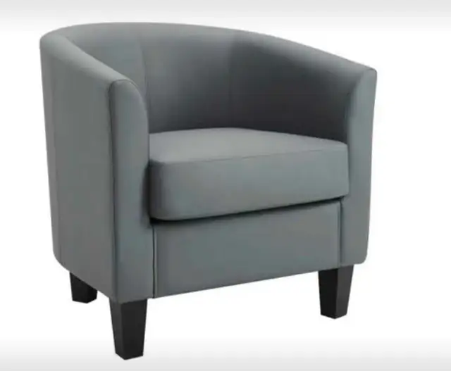 Piper Grey PU Leather Tub Chair (New In Box) 