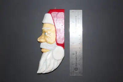 2 flat plane Santa Claus I hand carved in clear pine wood. A great addition to your Christmas tree o...