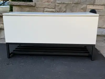 Great condition - Like brand new! Black iron base and white finished solid poplar storage compartmen...