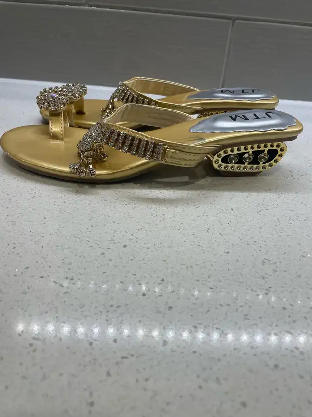 JTM Gold Rhinestone Sandals in Women's - Shoes in Edmonton - Image 6