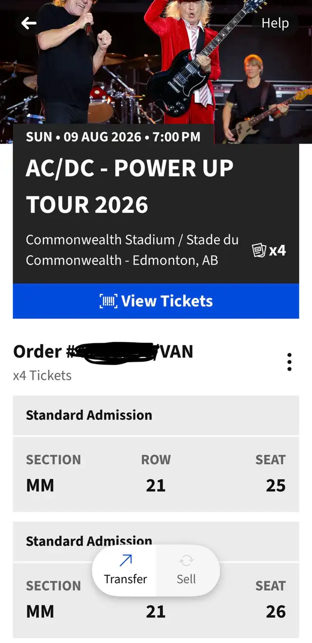AC/DC tickets x4
