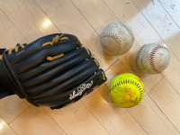 Rawlings 11.5” baseball glove and 3 softballs Barrie Ontario Preview