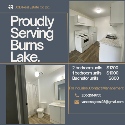 JOD Real Estate Co. offers affordable and comfortable apartment living in Burns Lake. We have a sele...