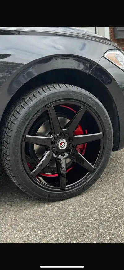 Rims specifications: SPEC-1 RACING - 18X8 5X112/5X114.3 SP-73GBRU GLOSS BLACK / RED UNDER CUT ET 38...