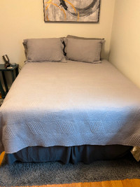 Queen Grey Bedspread,Bedskirt,Shams, Bedsheets - $40