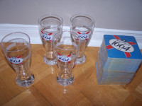4 KRONENBOURG 1664 BEER GLASSES / 100 new COASTERS