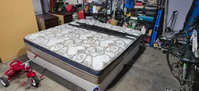King sized simmons beauty rest mattress, split box spring and frame for sale. A few years old, clean...