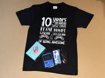 Kids brand new unisex custom T-shirt and Nintendo game box, View more