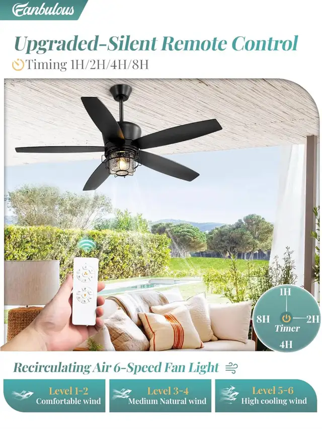 Fanbulous 52" Outdoor Gazebo Fan - BNIB in Patio & Garden Furniture in Hamilton - Image 6