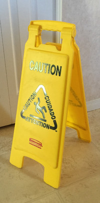 A caution sign stand