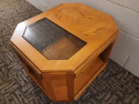 Oak Coffee Tables with Beveled Glass Insert - 3 Tables for Sale