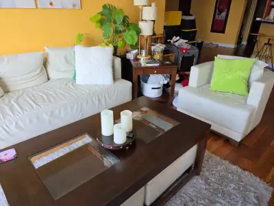 Italian leather sofa + 2 club chairs, View more