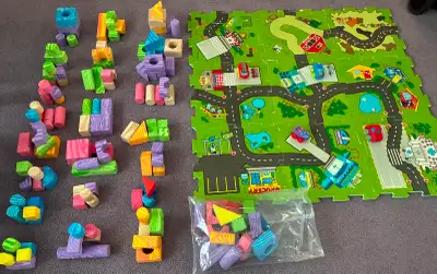 -137 foam blocks (different colours, shapes, sizes. (17 blocks do have teeth marks). See Pic. 120 bl...
