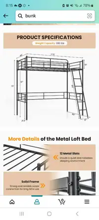 Loft bunk bed frame
