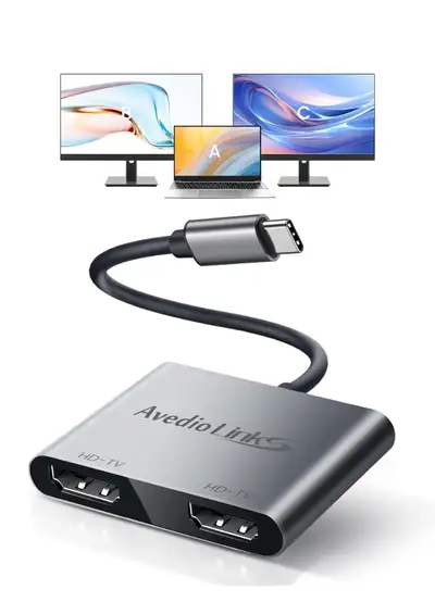 New USB C to Dual HDMI Adapter, 4K@60HZ for Single Port, View more