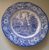 Staffordshire Liberty Blue Independence Hall Plates