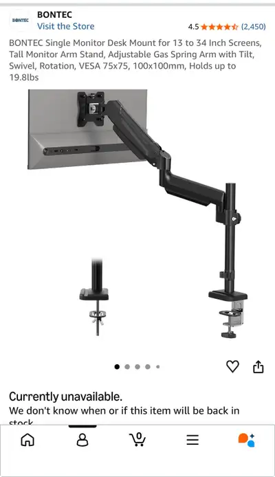 360 degree adjustable monitor arms (2), View more