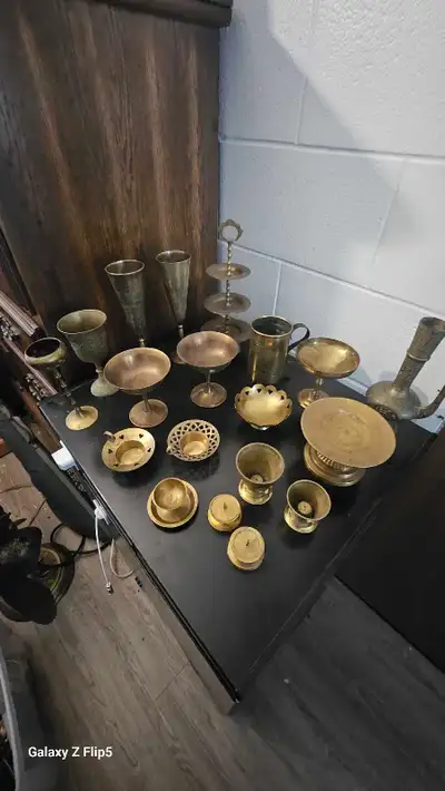 Lot #5 Chandelier brass/laiton vintage, View more