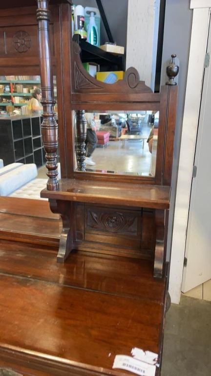 ANTIQUE DOVETAILED SERVING CABINET w/ Bevelled Mirror in Other in Delta/Surrey/Langley - Image 4