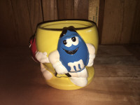 M&M 3D Ceramic FTD Yellow Blue Red  Planter / Candy Dish