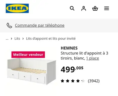Lit gigogne IKEA HEMNES blanc, View more