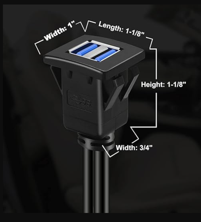 BATIGE Dual Ports Square USB 3.0 Panel Flush Mount Extension Cab in ATV Parts, Trailers & Accessories in City of Toronto - Image 6