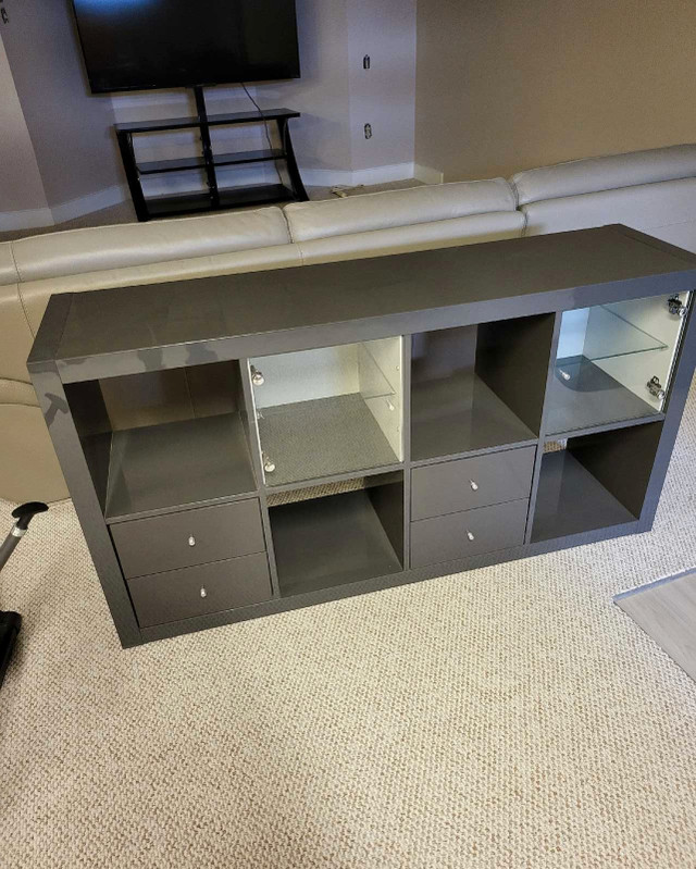 Ikea display cabinet with glass shelving in Bookcases & Shelving Units in Ottawa