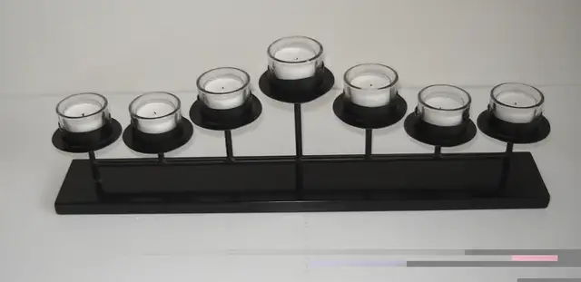 Sleek Minimalist Black Metal Candelabra w Glass Candle Inserts in Outdoor Lighting in City of Toronto - Image 9