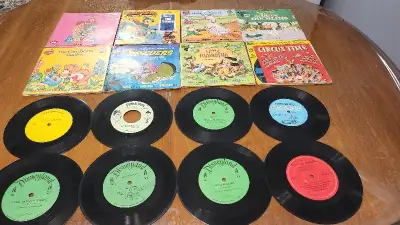 Children's Books with Records 33RPM. The records are inside the books the other records are extra on...