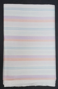 New 100% cotton twin sheet w blue, coral & mauve stripes