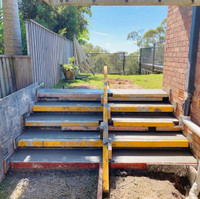 Form work concrete stairs walls patio 