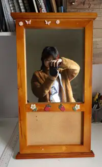 Wooden Framed Mirror with Cork Board