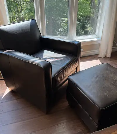 Premium leather chair & ottoman , View more