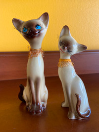 Vintage Ceramic Whiskers Siamese Cats Salt and Pepper Shakers