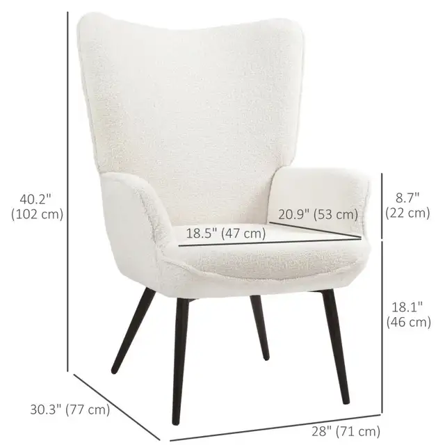Accent Sherpa Chair, Upholstered Armchair, Fluffy Wingback Chair in Chairs & Recliners in Markham / York Region - Image 4
