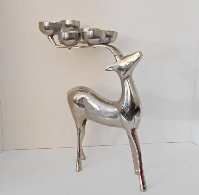 Vintage Silver Tone Reindeer Votive Candle Holder Candelabra in Home Décor & Accents in St. Catharines - Image 6