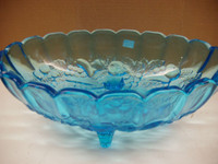 blue Carnival glass oval fruit dish