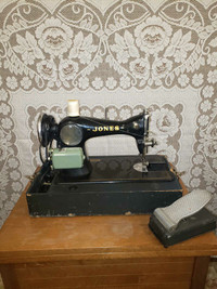 Antique Jones sewing machine, modified electric.