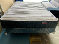 Double bed mattress, box spring, frame and linens