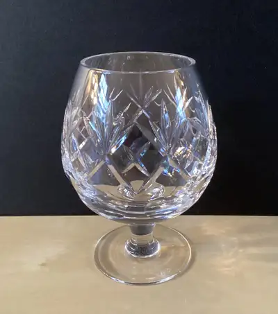 Single Vintage Cut Crystal Brandy Cognac Snifter Fan Design, View more