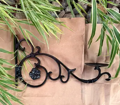 Cast Iron Plant Holder Wall Sconce Corbel CandleVintage, View more