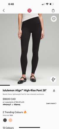 Lululemon align high rise pant (size 8) 28”